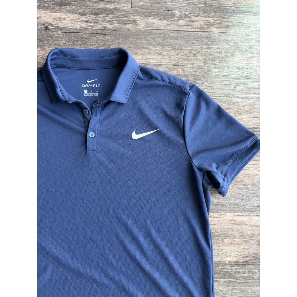 Nike Golf Summer Dri-Fit Polo Shirt Mens M Navy Blue Moisture Wicking Breathable